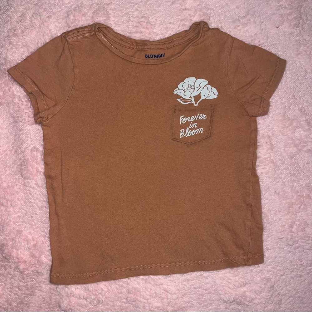 Old Navy Girls Size 5 XS Brown Forever In Bloom Flower Short Sleeve Shirt